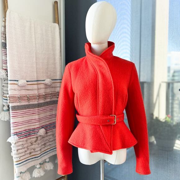 Kenzo Jackets & Blazers - Kenzo Orange 100% Wool Peplum Style Full Zip Short Coat Women’s Size 38 US Small
